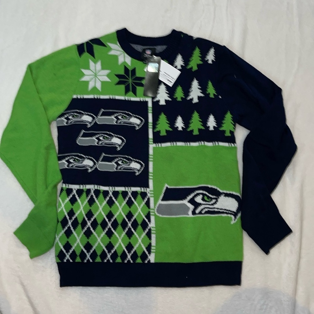 NWT NFL Busy Block Ugly Seahawks Sweater S